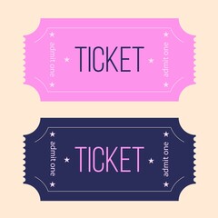 one-time ticket. admit one ticket. pink ticket - obrazy, fototapety, plakaty