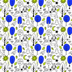 Seamless pattern. Drawn by hand.