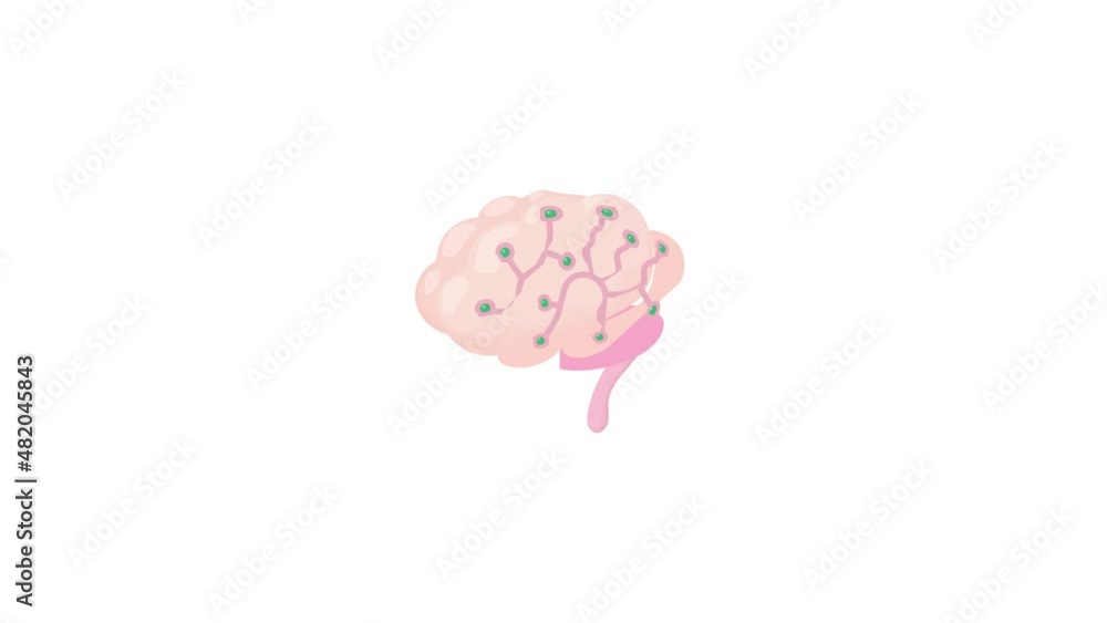 Poster sensors on human brain icon animation best cartoon object on white background