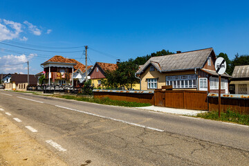 Fototapeta na wymiar Historic wooden houses in the Bucovina of Romania