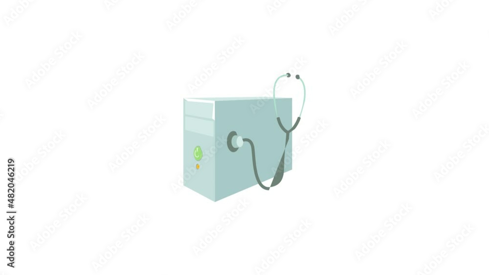 Poster repair of computer system unit icon animation best cartoon object on white background