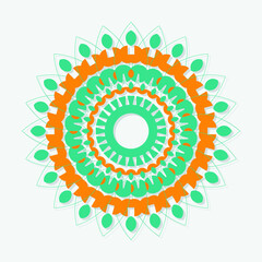 mandala art with green orange color