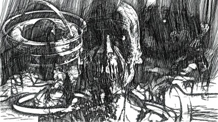 3d illustration - Horror Zombie  in comic style
