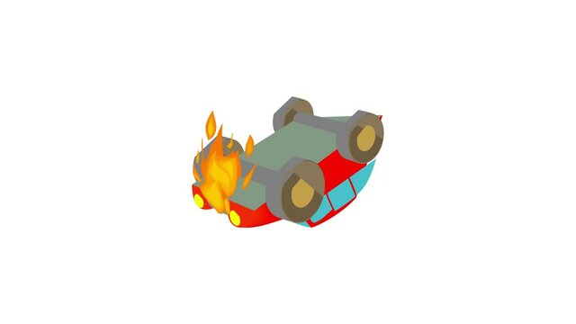 Car is on fire icon animation best cartoon object on white background