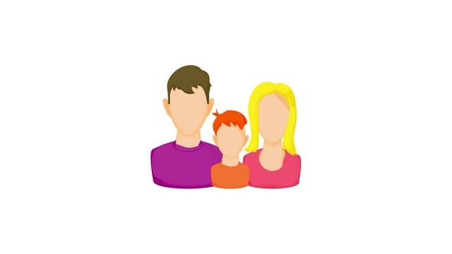 Family avatars icon animation best cartoon object on white background