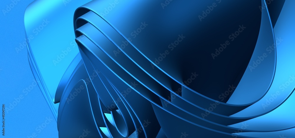 Poster blue wave abstract background 3d rendering flat design style