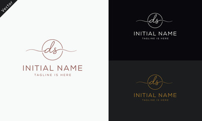 DS SD Signature initial logo template vector