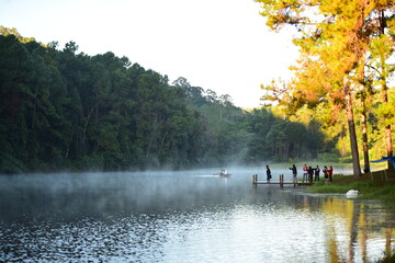 Fototapeta premium Beautiful landscapes of a lake in the mountains