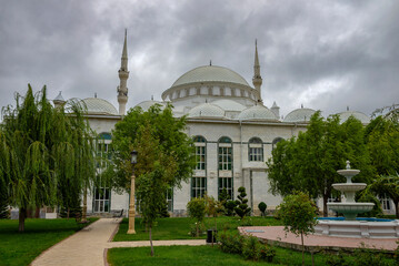 Central Juma Mosque on a cloudy autumn day. Makhachkala, Republic of Dagestan