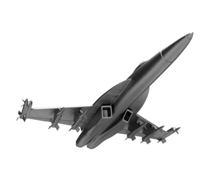 Isolated Jet Plane on White Background, Gold Metallic Award or Trophy, 3D Render Illustration.