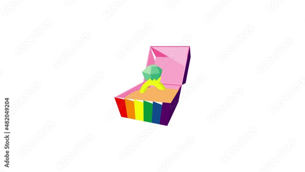 Poster ring in a box of color lgbt icon animation best cartoon object on white background