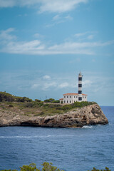 Lighthouse Porto Colom Mallorca Balearic Islands Spain in summertime