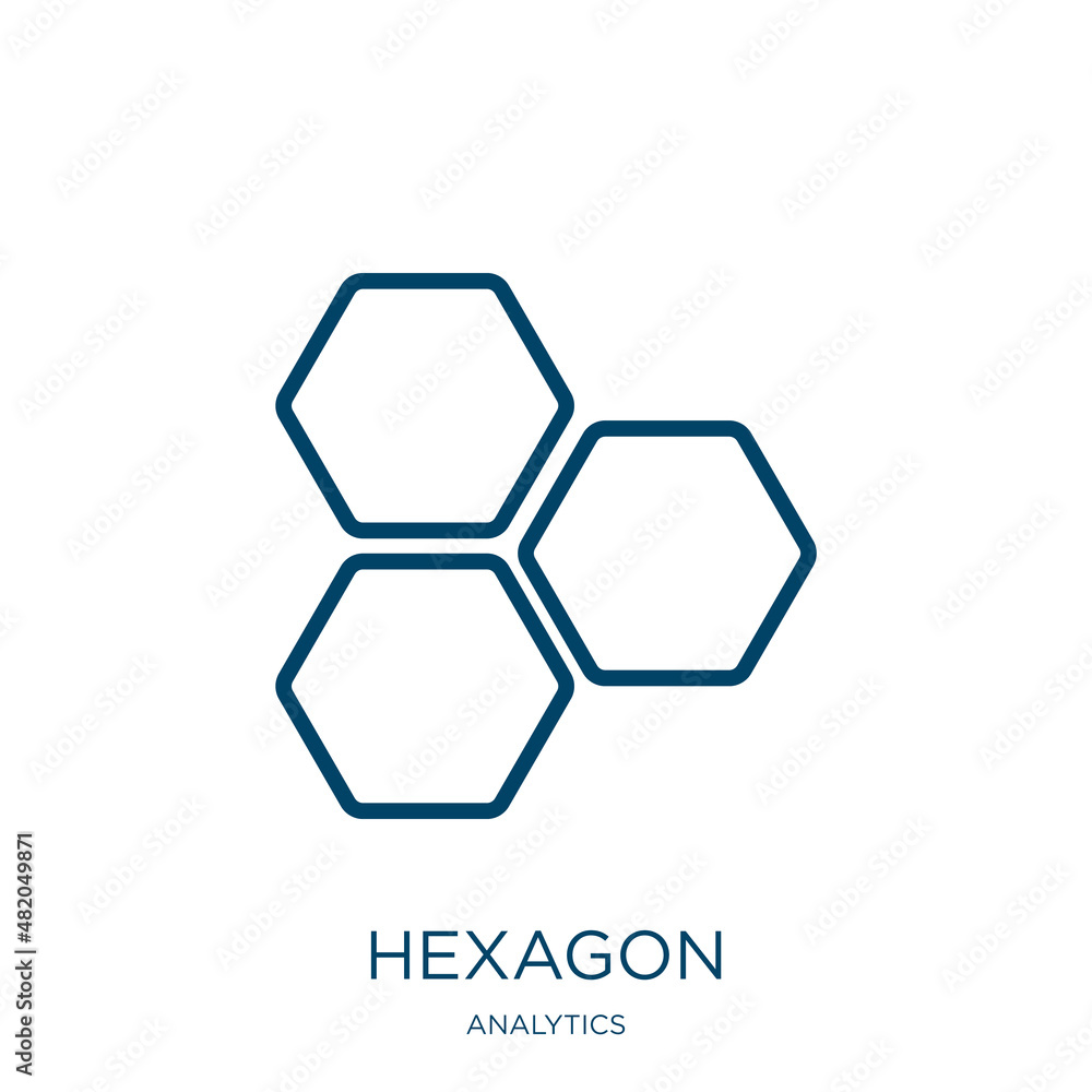 Poster hexagon icon from analytics collection. thin linear hexagon, business, template outline icon isolate