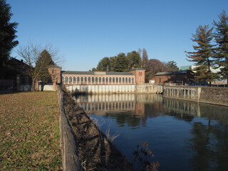 Building at the opening of Canale Cavour canal in Chivasso