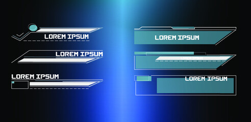 Futuristic Vector HUD Interface Screen Design. Digital callouts titles. HUD UI GUI futuristic user interface screen elements set. High tech screen for video game. Sci-fi concept design