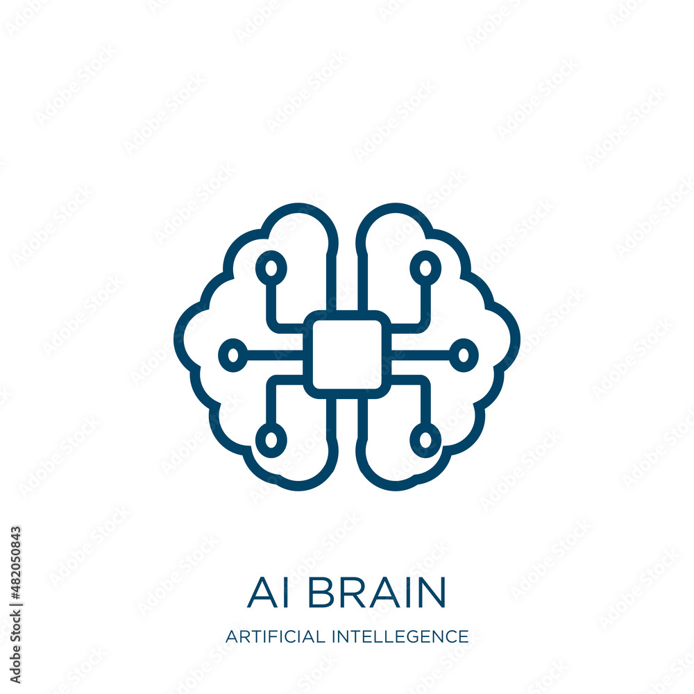 Poster ai brain icon from artificial intellegence and future technology collection. thin linear ai brain, a
