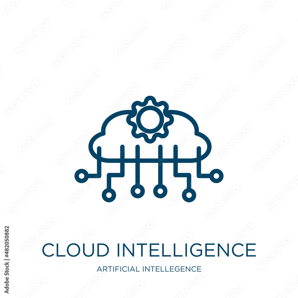 Poster cloud intelligence icon from artificial intellegence and future technology collection. thin linear c