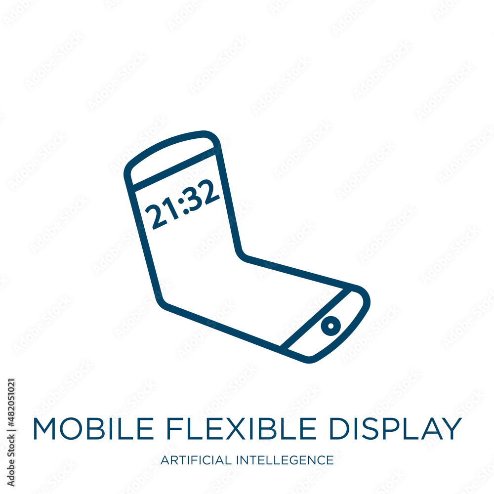 Poster mobile flexible display icon from artificial intellegence and future technology collection. thin lin