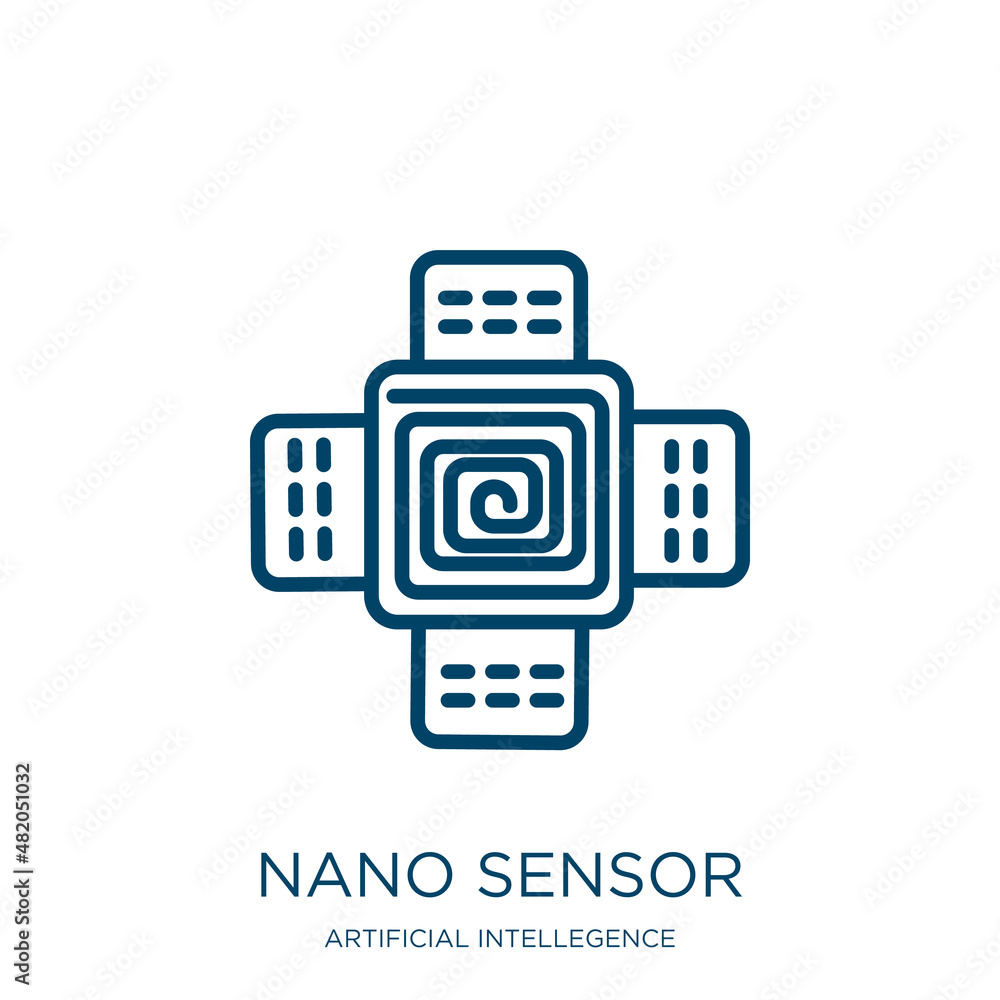 Poster nano sensor icon from artificial intellegence and future technology collection. thin linear nano sen