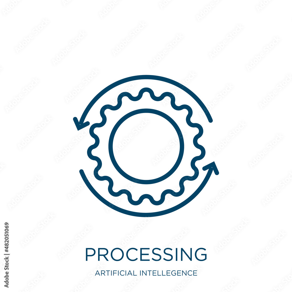 Poster processing icon from artificial intellegence and future technology collection. thin linear processin