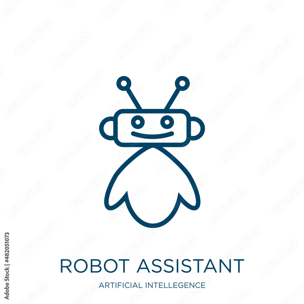 Poster robot assistant icon from artificial intellegence and future technology collection. thin linear robo