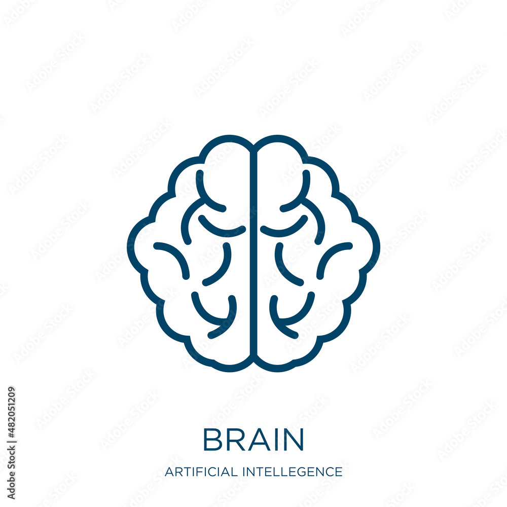 Poster brain icon from artificial intellegence and future technology collection. thin linear brain, intelli