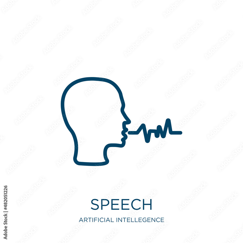 Poster speech icon from artificial intellegence and future technology collection. thin linear speech, bubbl