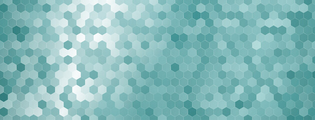 Abstract mosaic background of shiny hexagonal tiles in light blue colors