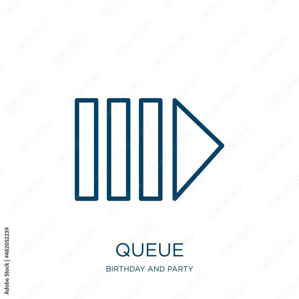 Poster queue icon from birthday and party collection. thin linear queue, people, waiting outline icon isola
