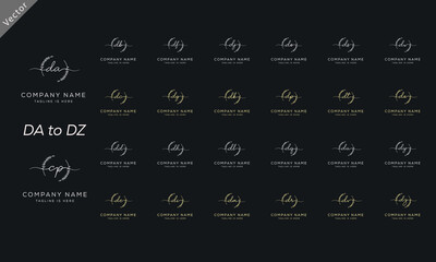 DA to DZ Signature initial logo template vector