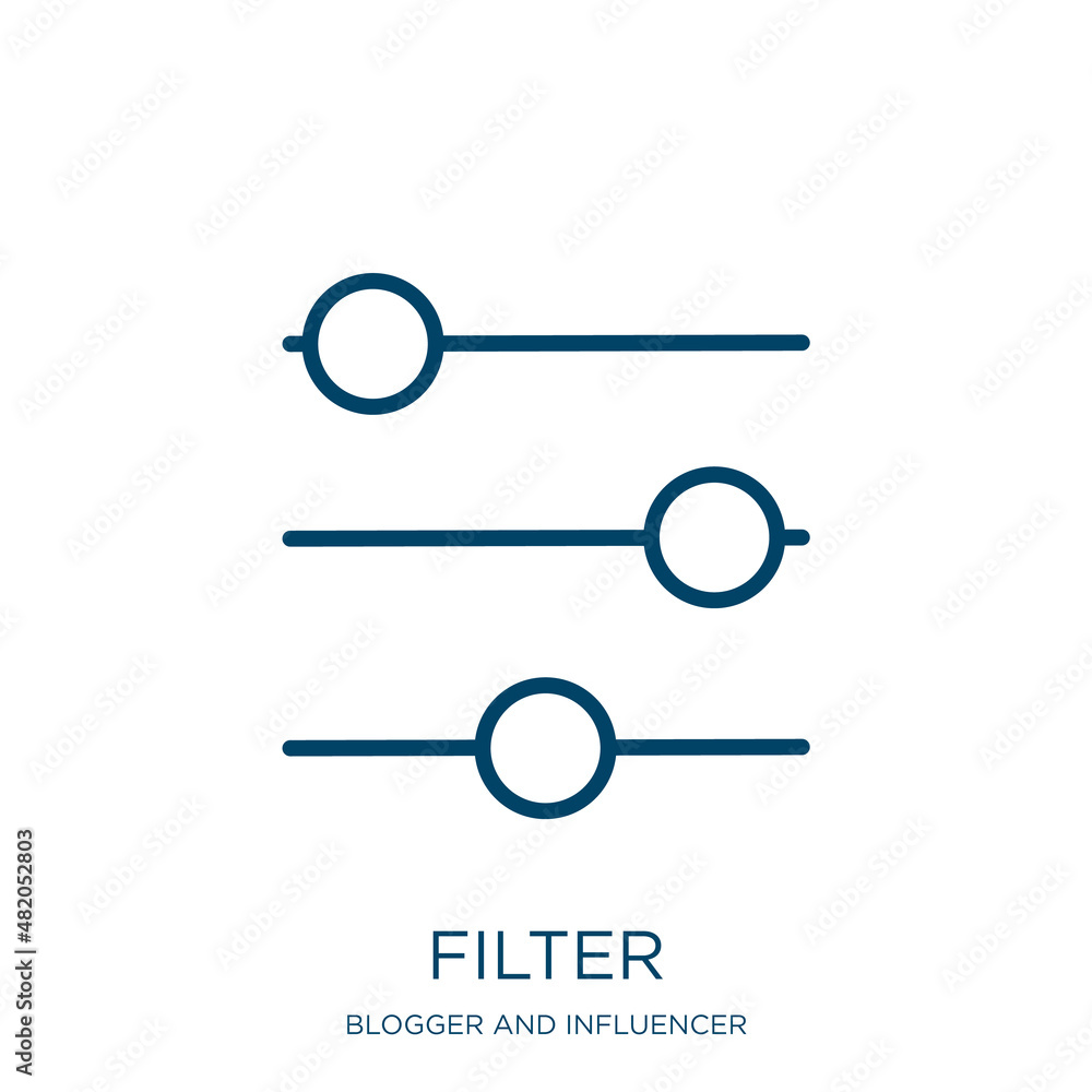 Poster filter icon from blogger and influencer collection. thin linear filter, lens, camera outline icon is