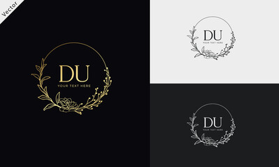 DU UD Signature initial logo template vector