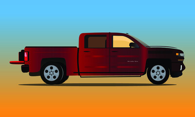 Fototapeta na wymiar Vector transportation vehicle pickup truck van car eps illustration 