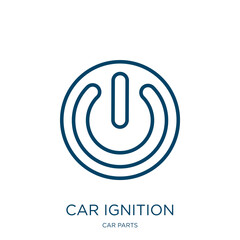 car ignition icon from car parts collection. Thin linear car ignition, auto, automobile outline icon isolated on white background. Line vector car ignition sign, symbol for web and mobile - obrazy, fototapety, plakaty