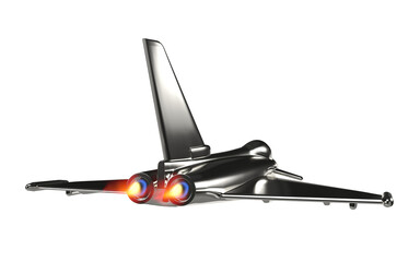 Isolated Jet Plane on White Background, Gold Metallic Award or Trophy, 3D Render Illustration.