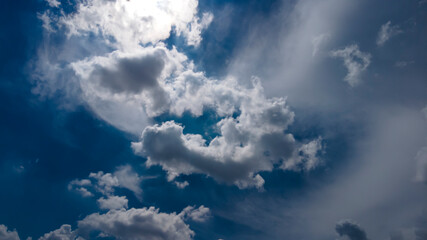 Abstract background of beautiful white clouds with blue sky in Brazil
