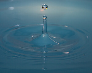 water droplet falls into water with ripples