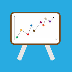 Business presentation stand solid icon. Flip chart with diagram glyph style pictogram on white background. Vector graphics.
