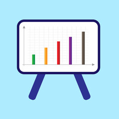 graphs on the whiteboard vector cartoon. Statistics data analysis business, vector.