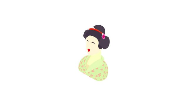 Japanese girl icon animation best cartoon object on white background