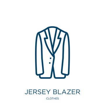 jersey blazer icon from clothes collection. Thin linear jersey blazer, clothes, fashion outline icon isolated on white background. Line vector jersey blazer sign, symbol for web and mobile