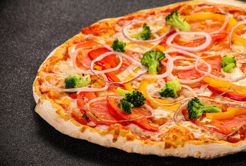 Vegetarian pizza with vegetables and cheese