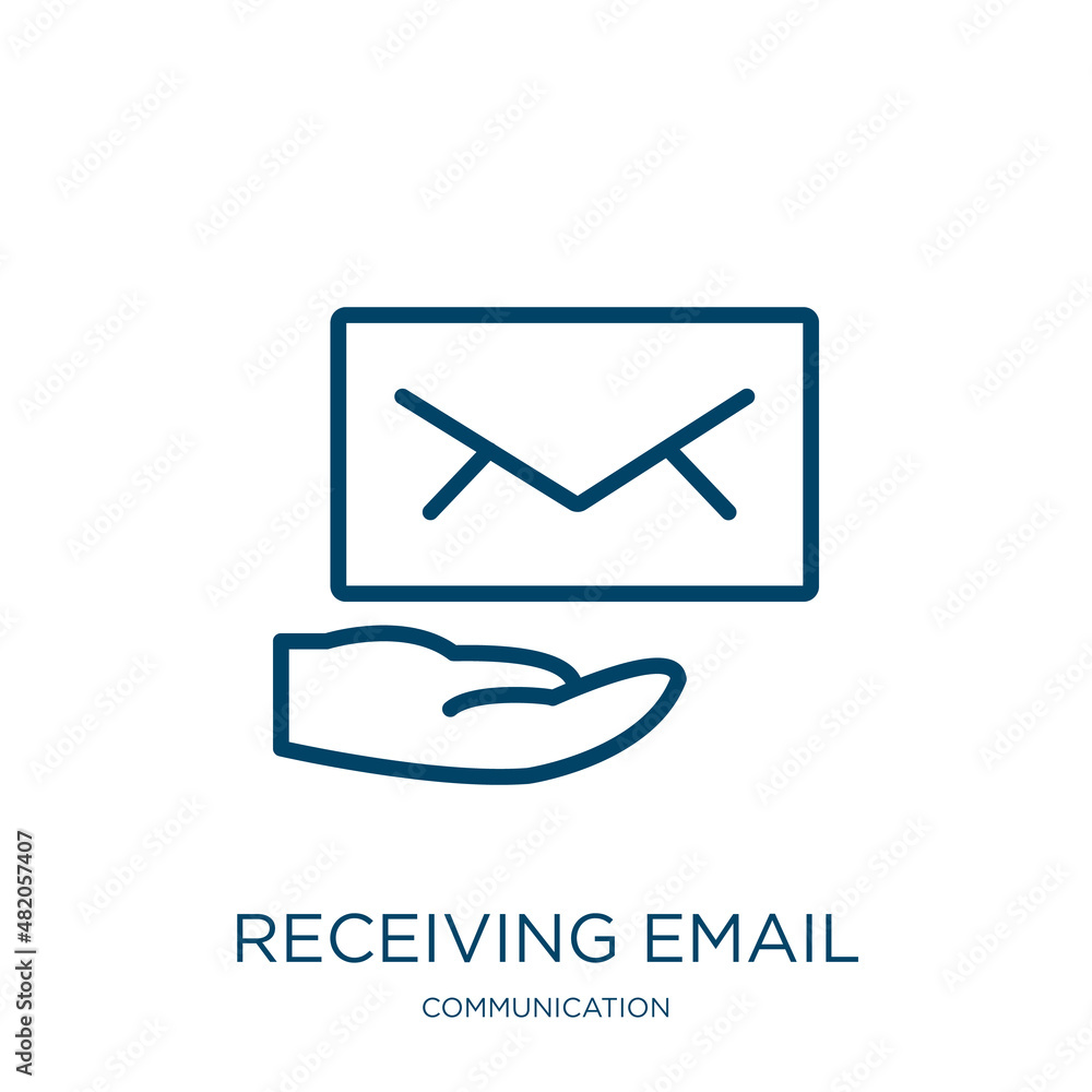 Poster receiving email icon from communication collection. thin linear receiving email, mail, contact outli
