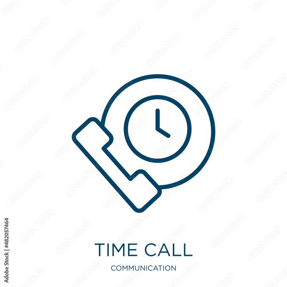 Poster time call icon from communication collection. thin linear time call, call, time outline icon isolate