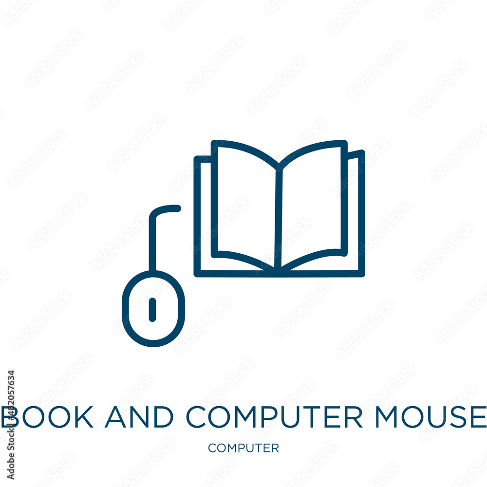 Poster book and computer mouse icon from computer collection. thin linear book and computer mouse, mouse, b