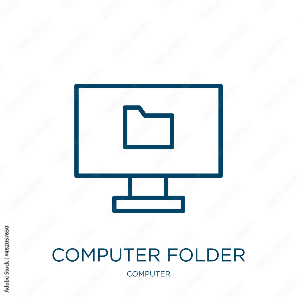 Poster computer folder icon from computer collection. thin linear computer folder, file, folder outline ico