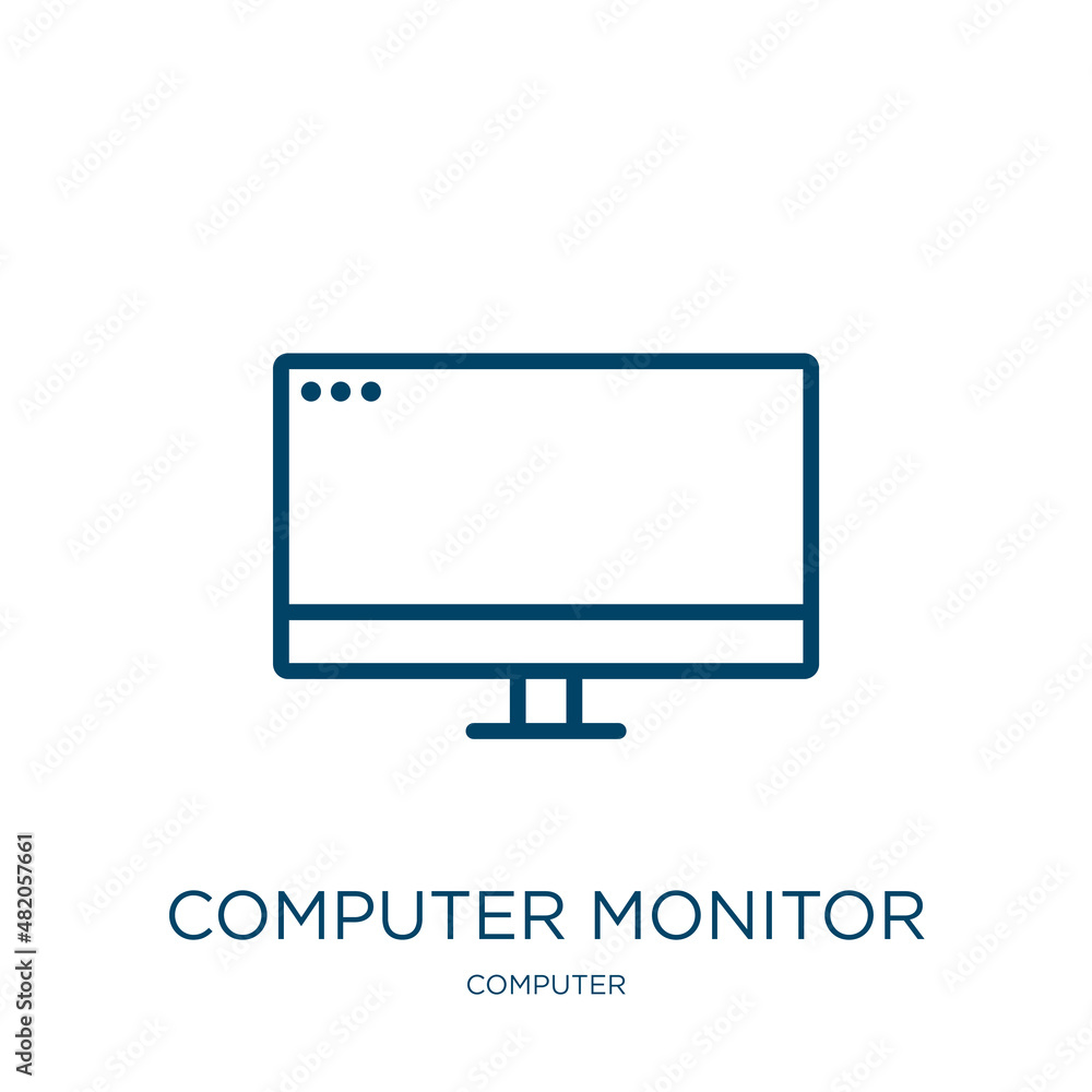 Poster computer monitor icon from computer collection. thin linear computer monitor, computer, monitor outl