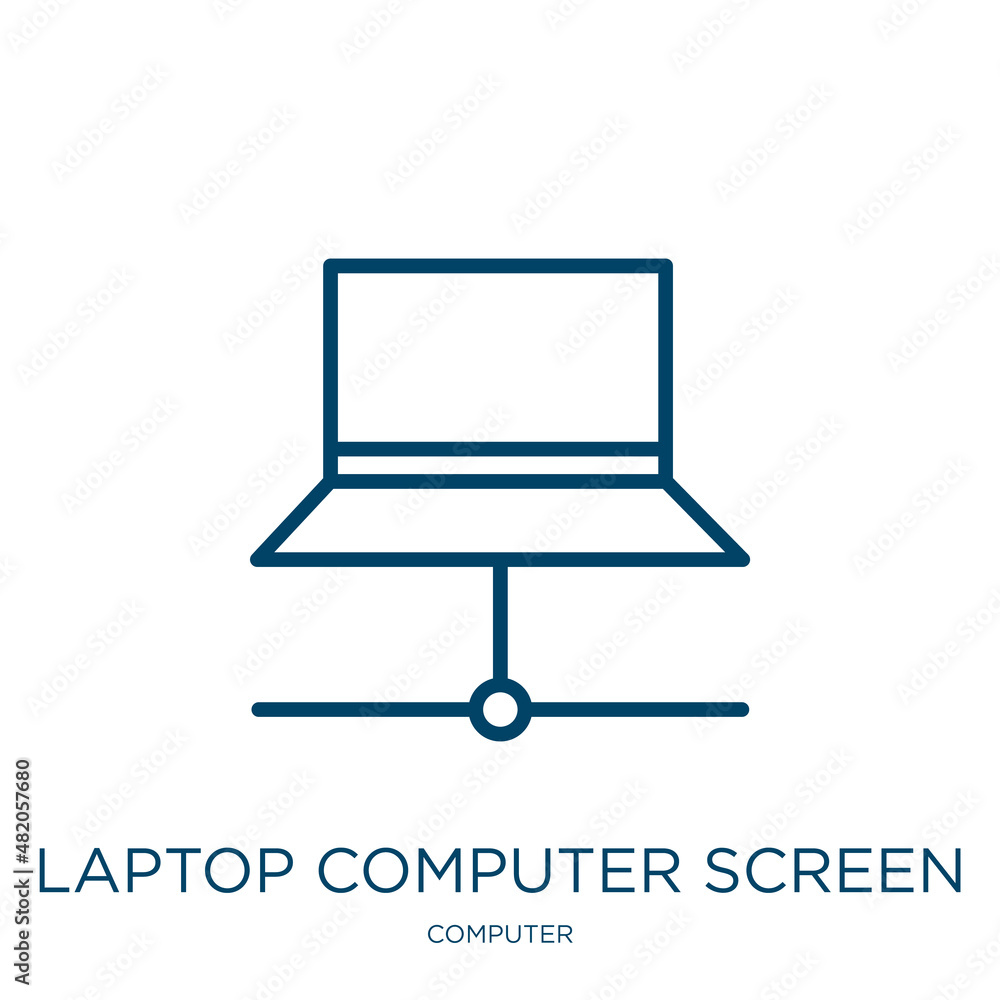 Poster laptop computer screen icon from computer collection. thin linear laptop computer screen, screen, la