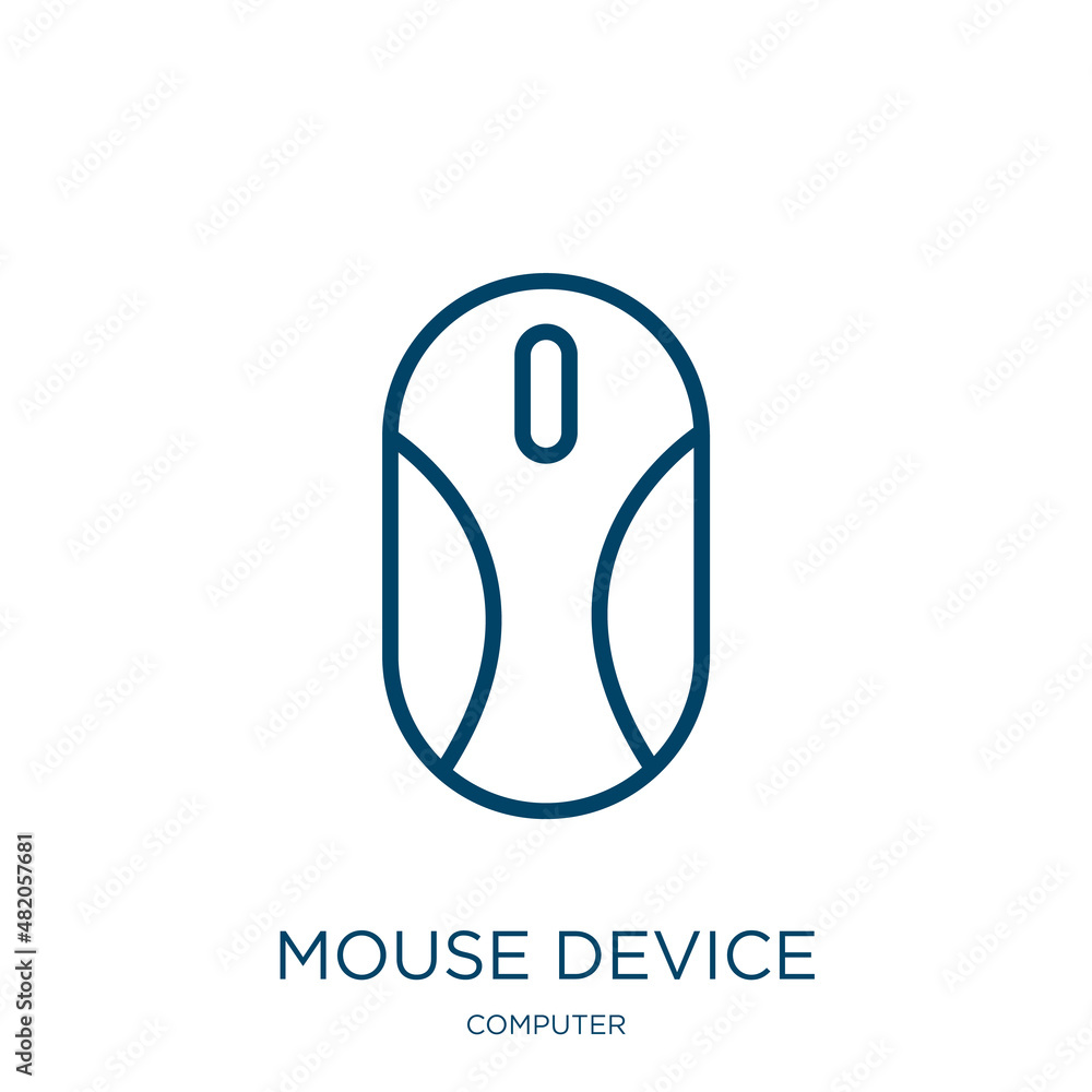 Poster mouse device icon from computer collection. thin linear mouse device, mouse, tablet outline icon iso