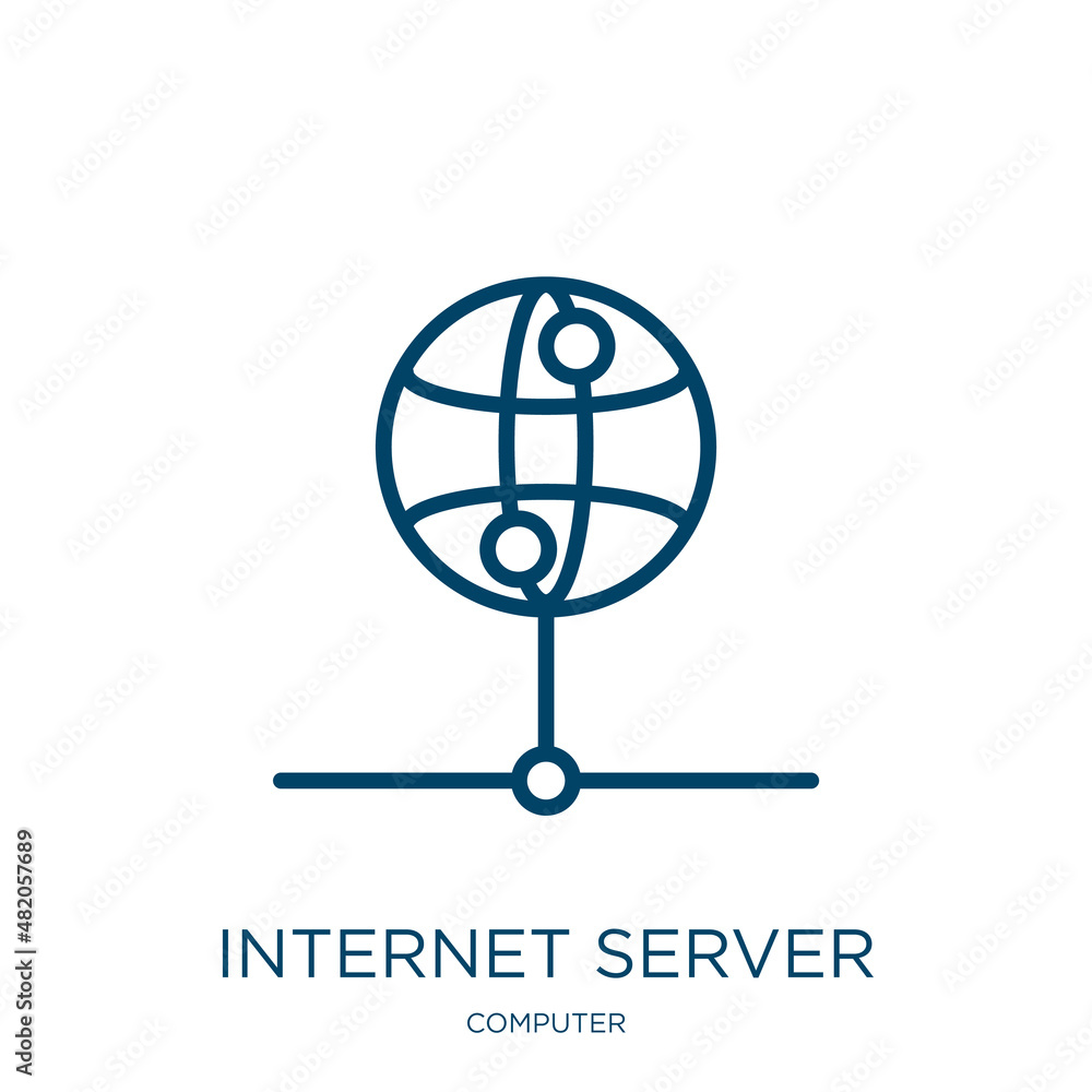 Poster internet server icon from computer collection. thin linear internet server, data, cloud outline icon